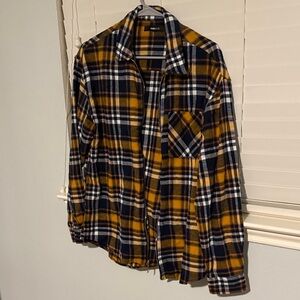 Fashion Nova Black and Yellow Plaid Shirt